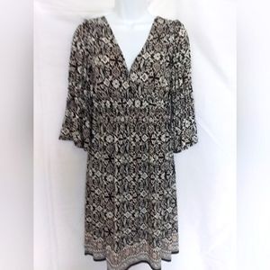 Womens triple row smocking dress Black White and Pink